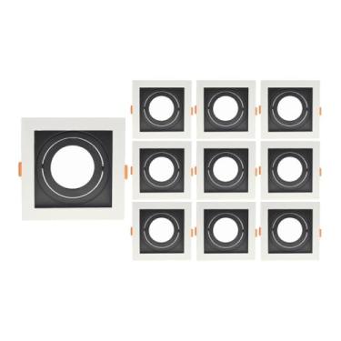 Imagem de 10 Spots de Embutir Recuado Flea para 1 Lâmpada Par 20 Quadrado Branco E Preto
