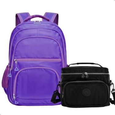 Imagem de Kit Mochila Feminina Grande + Bolsa Térmica Marmita Escolar Trabalho V