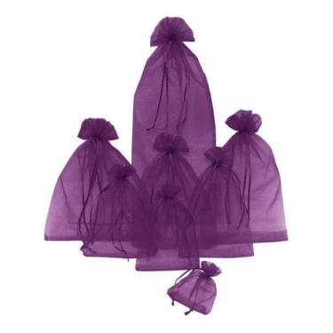 Imagem de Kit Com 50 Saquinhos De Organza 15x38cm - Fitas e Festas, Roxo