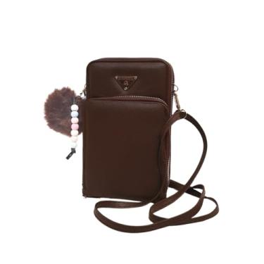 Imagem de Bolsa Transversal Feminina Adulto e Infantil Com Alça Longa Couro Sintetico Chaveiro C (Marrom)