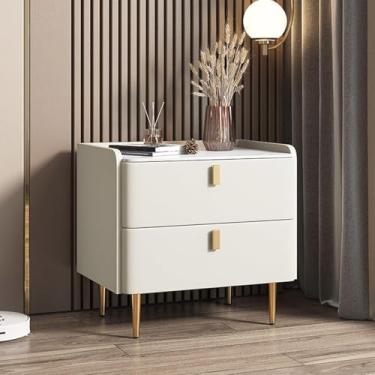 Imagem de Mesa de cabeceira minimalista com 2 gavetas de armazenamento - mesa lateral de madeira contemporânea para quarto/sala de estar/quarto de hóspedes/escritório, b, 45x40x50cm