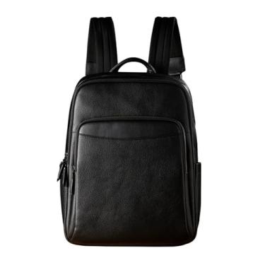 Imagem de Mochila masculina de couro vintage, bolsa de ombro casual de grande capacidade, bolsa de viagem de couro genuíno para homens