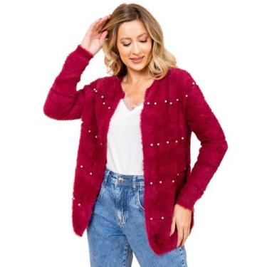 Imagem de Casaco Pelinho Alongado Premium Tendência - SML Modas, Feminino, Rosa,