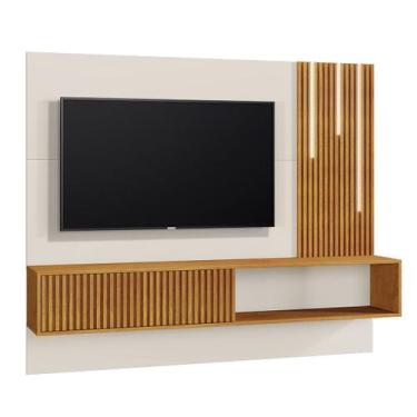 Imagem de Painel Ripado com LED Nicho Málaga TV até 55" Off - Naturalle - Mavaul