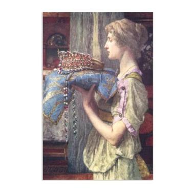 Imagem de MOBYAT Pôster A Crown por Lawrence Alma Tadema Prints, reprodução de pintura a óleo, impressão giclée em tela, arte de parede pronta para pendurar para decoração de quarto de casa. 45 x 30 cm (18 x 12