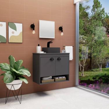 Imagem de Gabinete Banheiro Em Mdf Com Pia Cuba - Latina Preto