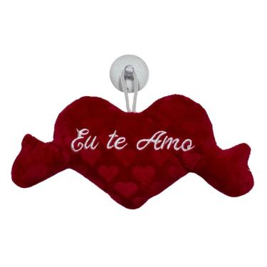 Imagem de Almofada Coracao Vermelho Chaveiro Te Amo Com Ventosa - 19cm