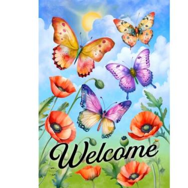 Imagem de Briarwood Lane Bandeira de casa de borboletas e papoulas