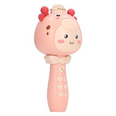 Imagem de Microfone recarregável, formato de desenho animado infantil tamanho compacto para viagens de carro (rosa)