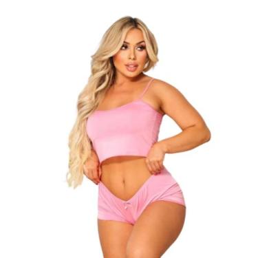 Imagem de Kit 4 Short Doll Virgínia Liso Confortável Pijama Feminino Roupa de Do