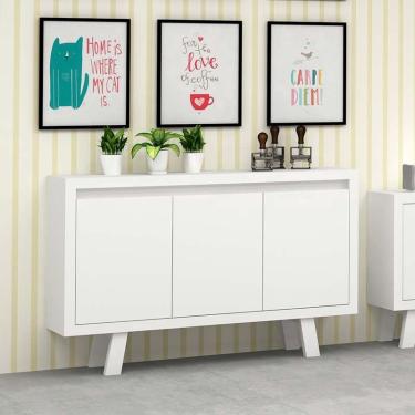 Imagem de Balcão Para Escritório 3 Portas Me4120 Branco/branco - Tecno Mobili