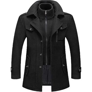 Imagem de Casaco de inverno de inverno de inverno Casaco curto comprimento de lã de lã de lã Casaco de inverno curto para lazer de lazer masculino Casaco de moda masculina M-4xl, cinza, M