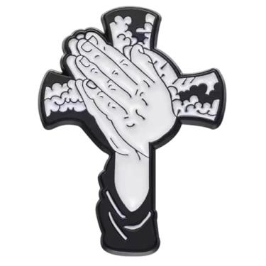 Imagem de Prayer Pray Hands Crown of Thorns Holy Cross Jesus Cristo Crucifixo Deus Católico Cristão 3 cm Emblema de broche esmaltado, 1.2 Inches, Metal, Esmalte