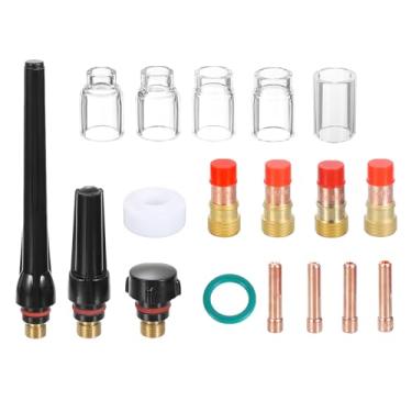 Imagem de HARFINGTON Kit de tocha Tig de 33 peças para WP-17, WP-18, WP-26 com tocha de soldagem TIG, conector de suporte de eletrodo de tungstênio, bocal de cerâmica para equipamentos relacionados à soldagem