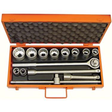 Imagem de Maleta com Soquetes Estriados e Acessórios 3/4" 14 Peças - Polegadas T