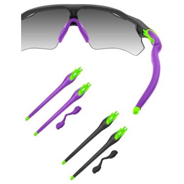 Imagem de HILEEN Óculos de sol de substituição verde brilhante para óculos de sol Oakley Radar EV Path Pitch Advancer - preto + roxo
