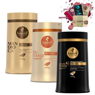 Imagem de Kit Haskell Máscaras Cavalo Forte Tutano Mandioca 1kg