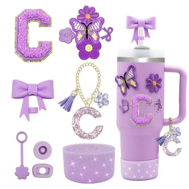 Imagem de XIANGYUAN Conjunto de 12 peças de acessórios para copo Stanley Cup 850 g 1,134 g copo com alça, incluindo capa de canudo de silicone e bota, tampa à prova de derramamento, pingentes Stanley, pingente