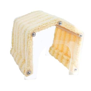 Imagem de Ｂｅｓｇａ Hideaway de lã de porco de cobaias acrílico sem fundo quente e confortável de abertura aconchegante de abertura clara acessórios de gaiola, Amarelo