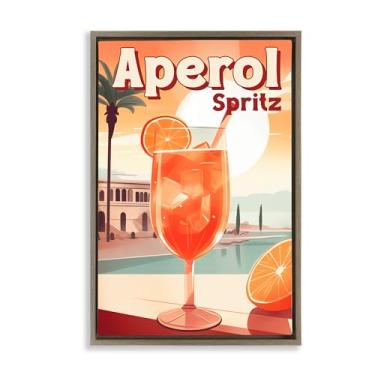 Imagem de Stupell Industries Arte de parede em tela flutuante marrom brilhante Tropical Aperol Spritz, design por Andreas Magnusson, 43 x 63 cm