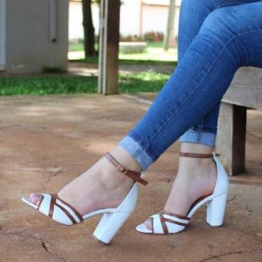 Imagem de Sandália Dravanna Salto Alto Bloco com Caramelo Tamanho:40;Gênero:Feminino;Cor:-Feminino