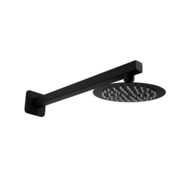 Imagem de Ducha Inox 304 Preto Fosco 15 cm com Braço Parede 36 cm - AMG Metais