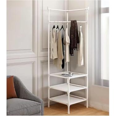 Imagem de Cabideiro De Canto Requintado Com 2/3 Prateleiras Cabideiro De Sapatos Organizador De Prateleira Para Casa Escritório Quarto, Svart, 3 Shelves