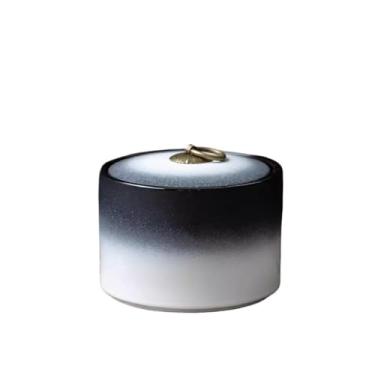 Imagem de Cinzeiro Cinzeiro de cerâmica preto áspero, ornamentos criativos para sala de estar, cinzeiro de cerâmica para casa com tampa, tendência da moda Cinzeiro de Mesa