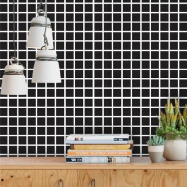 Imagem de Papel de Parede Vinil Autocolante Pastilhas em Preto 270 - Inove Papéi