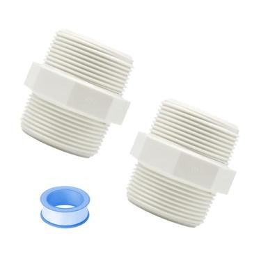 Imagem de HayEastdor 2 peças de encaixe de tubo de PVC de 5 cm bico sextavado G2 macho X G2 macho adaptador de conexão de tubulação de encanamento de rosca HE023-2