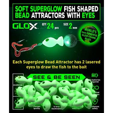 Imagem de GLO-X 24 peças de iscas de pesca de plástico macio que brilham contas de pesca com olhos, brilho luminoso atrai robalo truta lúcio poleiro peixe-gato pargo salmão em água doce e salgada acessórios de