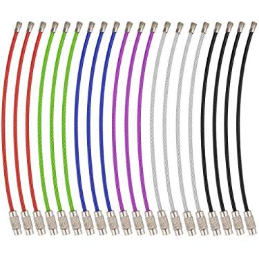 Imagem de Wisdompro Cabo de chaveiro de arame, chaveiros de fio de aço inoxidável, laço de cabo/argola para etiqueta de bagagem, chaves e porta-chaves de identificação - multicolorido, 6 cores [pacote de 11,5