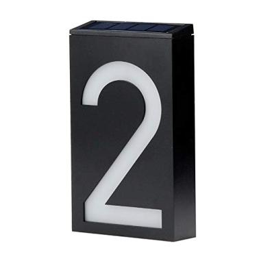 Imagem de SPTECH Placa de luz solar de LED com número de casa, jardim, quintal, prédio, porta, endereço, placa, lâmpada alimentada por energia solar, placa externa iluminada por LED para casa urbana (Digital 2)