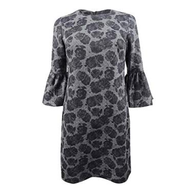 Imagem de Calvin Klein Vestido feminino com manga de sino, Estanho/preto, 48