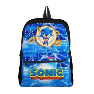 Imagem de Kit Escolar Infantil com Mochila Estojo e Bolso Estampa Ouriço Azul Su