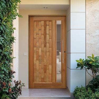 Imagem de Porta Pivotante Couro em Pé com Visor Batente 14 Puxador Tubo 80 CM 110 X 210 Esquerdo Rodam