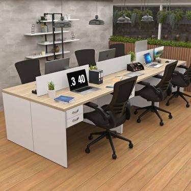 Imagem de Escrivaninha para Escritório 6 Lugares Carvalho/Branco