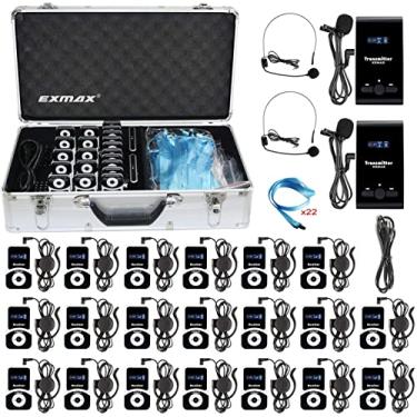 Imagem de EXMAX Sistema de guia turístico sem fio, transmissão de áudio por voz ATG-100T 195 MHz para treinamento de comando de tradução de igreja em tribunal de reunião silenciosa (2 transmissores e 20