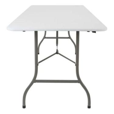 Imagem de Mesa Dobravel 122x74 Cm Plastico Branca Compacta Tipo Maleta - Klimber