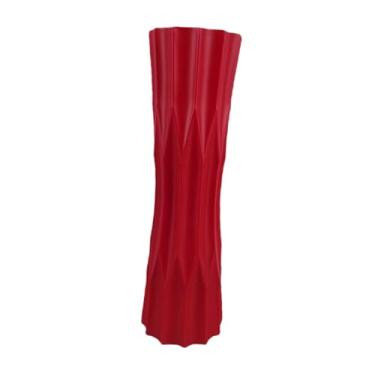 Imagem de Bothyi Vaso de flores moderno, vaso inquebrável, arranjo de flores, recipiente floral para sala de estar, prateleira, mesa, armário, decoração, Vermelho