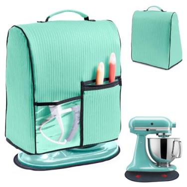 Imagem de BAGSPRITE Tampa de batedeira com controle deslizante para batedeiras KitchenAid de 4,5/5 litros – Capa contra poeira para eletrodomésticos de cozinha com bolsos para acessórios e acessórios de auxílio