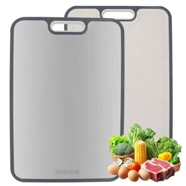 Imagem de Tábua de corte de titânio dupla face para cozinha, tábua de cortar não tóxica para carne, legumes, frutas
