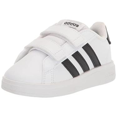 Imagem de adidas Tênis infantil unissex Grand Court 2.0, Branco/núcleo preto/núcleo preto, 8.5 Toddler