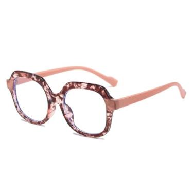Imagem de Armação de óculos retrô anti-luz azul feminina, fashion, leopardo, masculina (padrão rosa)