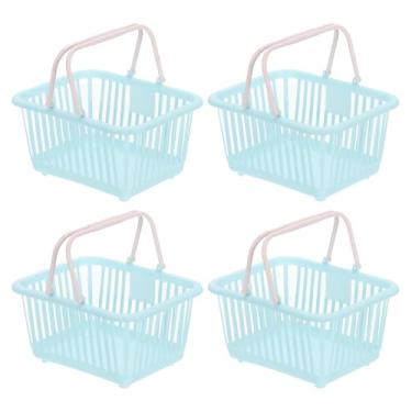 Imagem de PATIKIL 4 peças de cesta pequena de plástico, mini cesta de armazenamento de mercearia pequenas cestas de compras com alças organizador de água filtrada para organizar brinquedos, ovos, frutas
