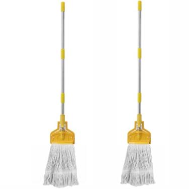 Imagem de FreshFarm Mop De Algodão Comercial 61" Para Limpeza Pisos Com Cabo Longo E Resistente, Bastão Industrial Garagem, Armazém, Escritório Casa, Pacote 2