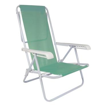 Imagem de Mor - Cadeira de Praia Anis Alumínio Reclinável 8 Posições Dobrável com Braço – Leve e Resistente para Praia, Piscina, Camping e Sacada.
