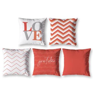 Imagem de Kit 5 Capas de Almofada Sala Sofá Quarto Estampadas 40cm x 40cm Decora