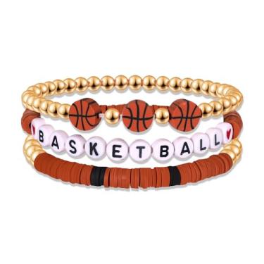 Imagem de BVGA Pulseiras femininas de dia de jogo para futebol, beisebol, basquete, futebol, heishi, contas, acessórios para o dia do jogo, joias esportivas, lembrancinhas de festa, presentes, one size, contas