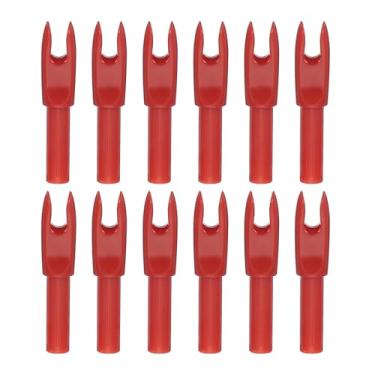 Imagem de PATIKIL Flechas para tiro com arco 4,2 mm, pacote com 12 peças de plástico para inserção de flecha de substituição para caça e tiro arco recurvo, vermelho